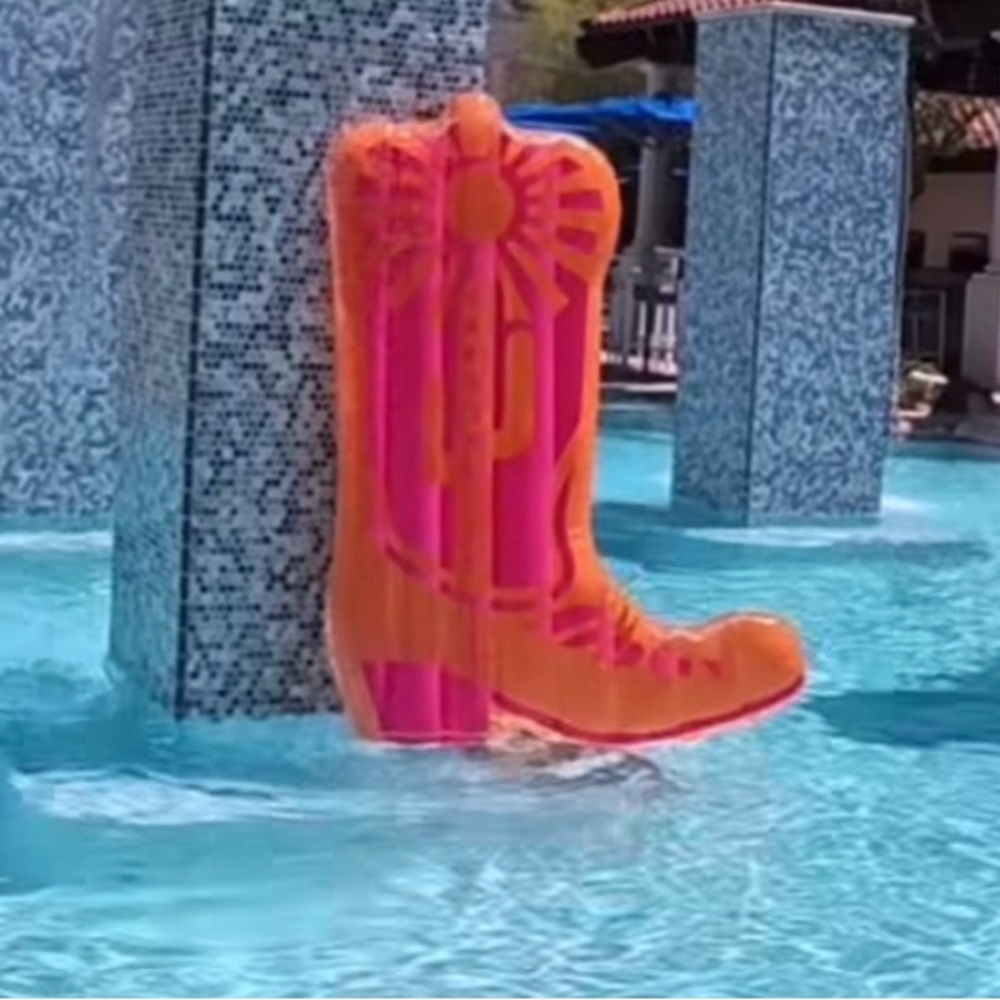 COWGIRL BOOT Shaped Scottsdale Pool Float Floatie Raft Orange Pink 6’ NEW NIB